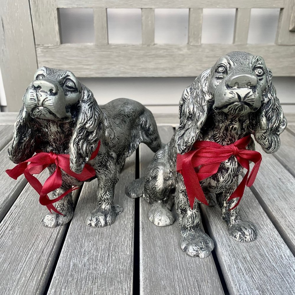 Gucci Rare Silver Cocker Spaniel Statue Set